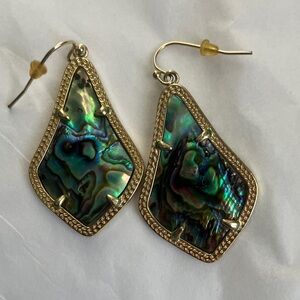 Kendra Scott Alex abalone green blue iridescent drop earrings